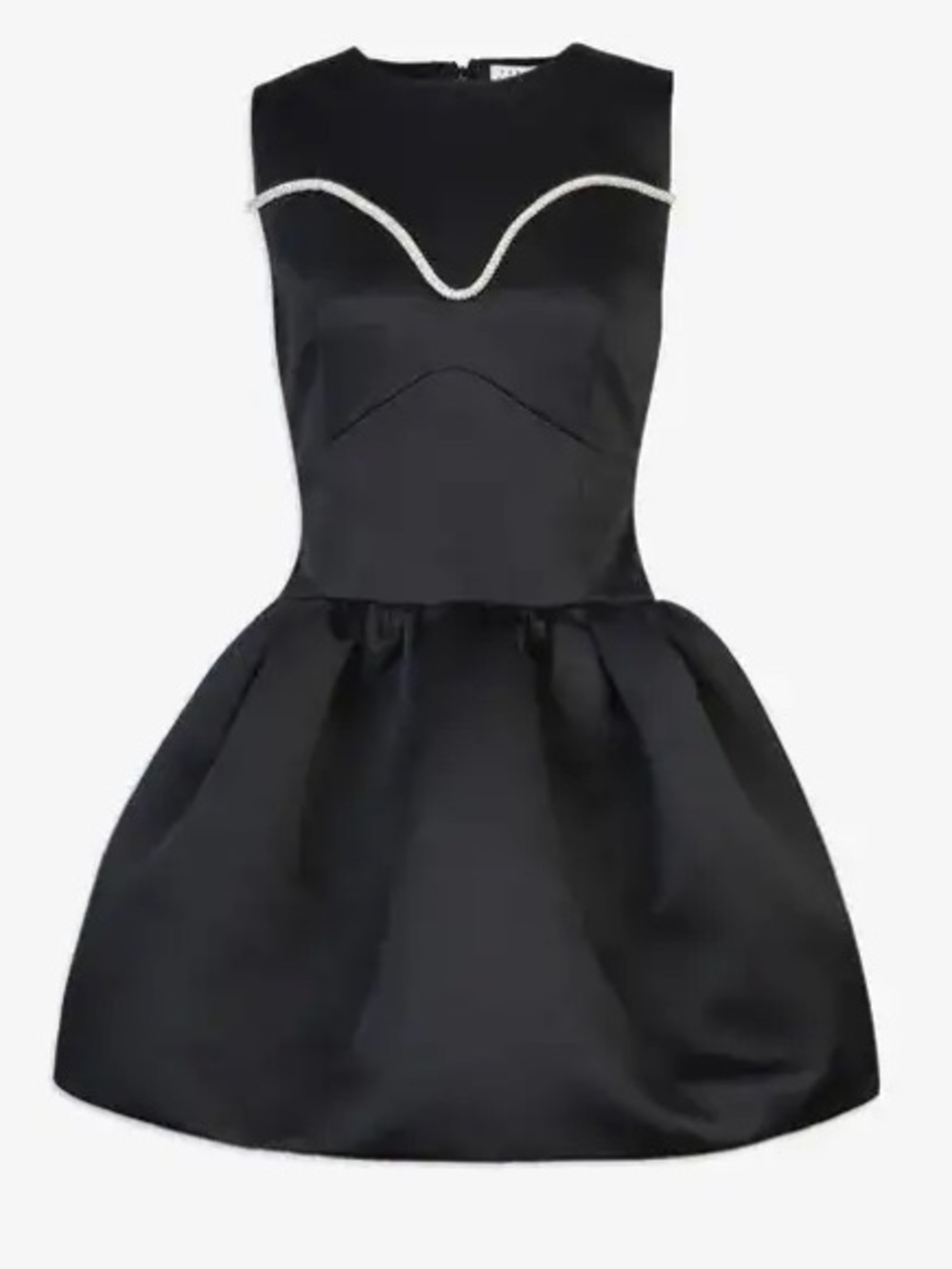 Tanya Taylor Noaki Embellished Black Satin Mini Flare Dress size 6